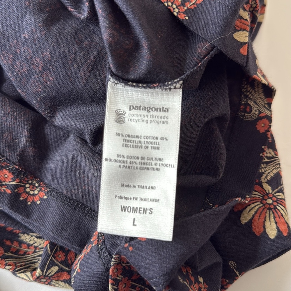 Patagonia Organic Cotton Convertible Dress Navy Blur Floral Large - Picture 9 of 12